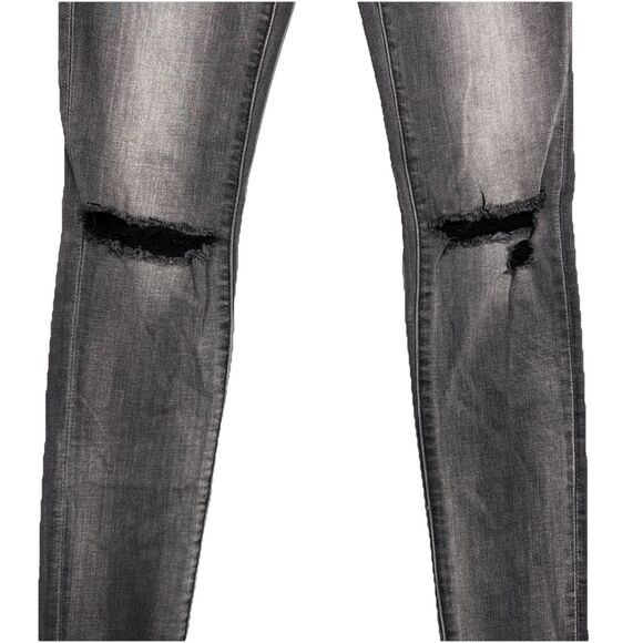 American Eagle Jeans Womens 2 Gray Super Low Jegging Distressed Measures 26 x 28 - Picture 7 of 10